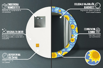 Geometryczne słoneczniki Lustro dekoracyjne okrągłe