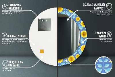 Geometryczne słoneczniki Lustro dekoracyjne okrągłe