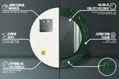 Delikatne złote liście Lustro z nadrukiem okrągłe