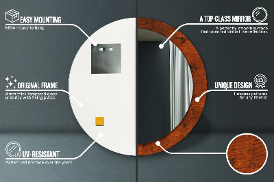Naturalne drewno Lustro dekoracyjne okrągłe