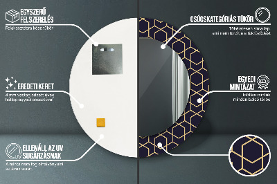 Abstrakcyjny geometryczny Lustro z nadrukiem okrągłe