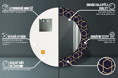 Abstrakcyjny geometryczny Lustro z nadrukiem okrągłe