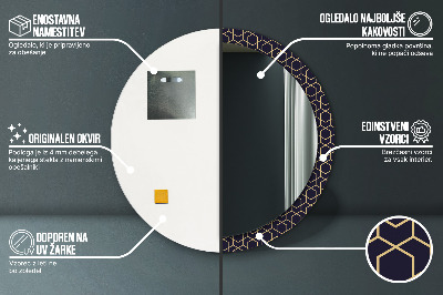 Abstrakcyjny geometryczny Lustro z nadrukiem okrągłe