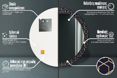 Abstrakcyjny geometryczny Lustro z nadrukiem okrągłe