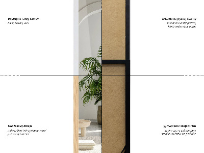 Stojące lustro z czarną ramą 36x156 cm