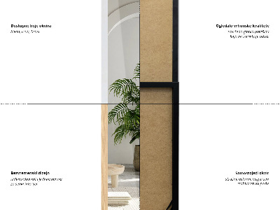 Stojące lustro z czarną ramą 36x156 cm