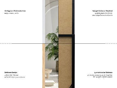 Stojące lustro z czarną ramą 36x156 cm