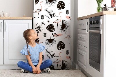 Magnes na lodówkę Liście i flamingi