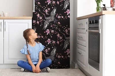 Osłona magnetyczna na lodówkę Czapla i kwiaty