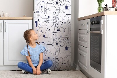 Osłona dekoracyjna na lodówkę Miasto naszkicowane