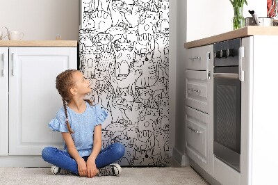 Mata magnes na lodówkę Koty w stylu doodle