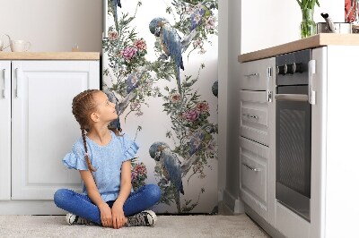 Okleina magnetyczna na lodówkę Papugi kwieciste tło