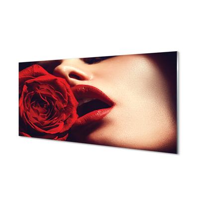Obraz akrylowy Róża kobieta usta
