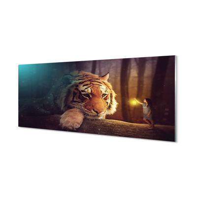 Obraz akrylowy Tygrys las człowiek