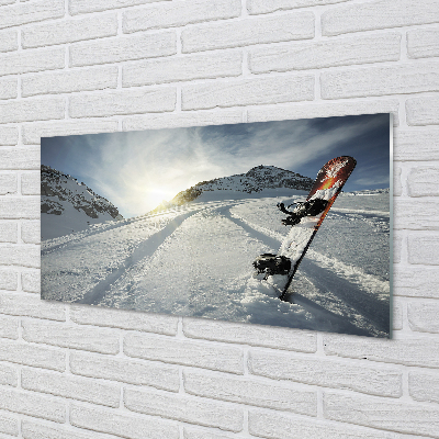 Obraz akrylowy Deska w śniegu góry