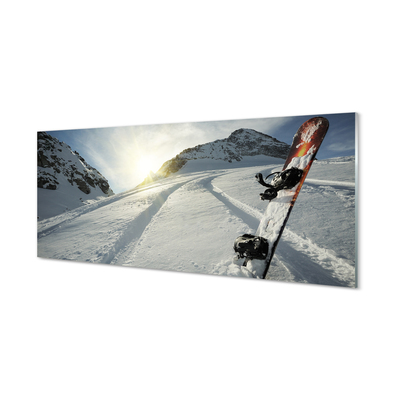 Obraz akrylowy Deska w śniegu góry