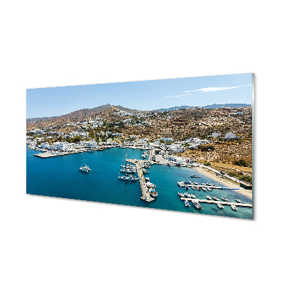 Obraz akrylowy Grecja Wybrzeże góry miasto