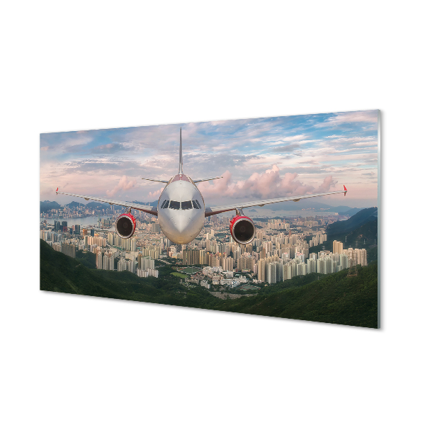 Obraz akrylowy Miasto góry samolot
