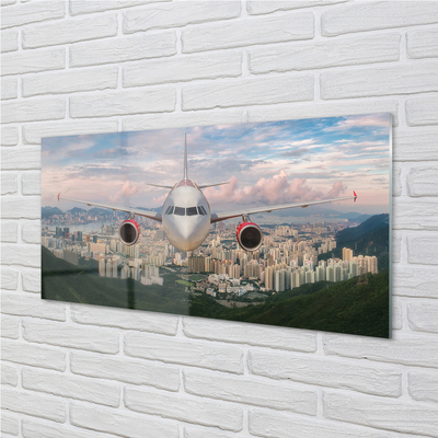 Obraz akrylowy Miasto góry samolot