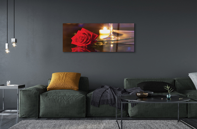 Obraz akrylowy Róża świeczka kieliszek