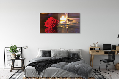 Obraz akrylowy Róża świeczka kieliszek