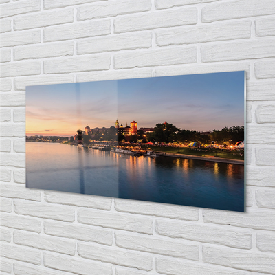 Obraz akrylowy Kraków Zachód słońca rzeka zamek