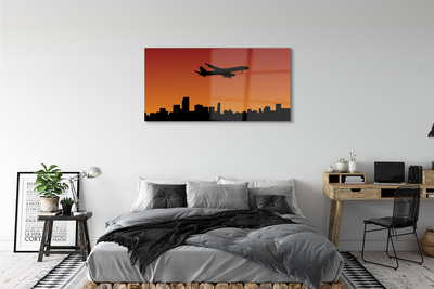 Obraz akrylowy Samolot zachód słońca i niebo