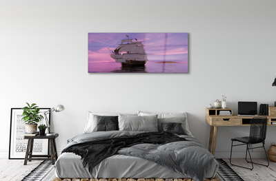 Obraz akrylowy Fioletowe niebo statek morze