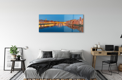 Obraz akrylowy Włochy Rzeka mosty budynki noc