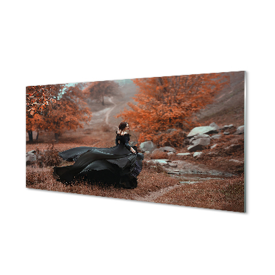 Obraz akrylowy Kobieta jesień góry