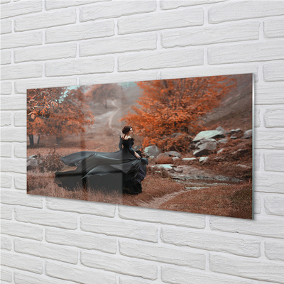 Obraz akrylowy Kobieta jesień góry