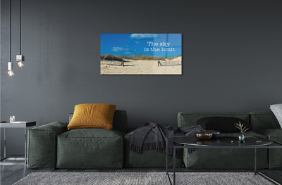 Obraz akrylowy Plaża niebo napis