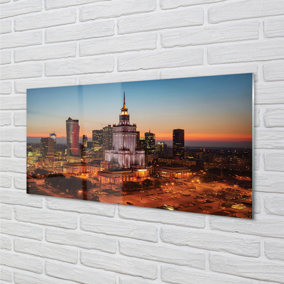 Obraz akrylowy Warszawa Wieżowce noc panorama