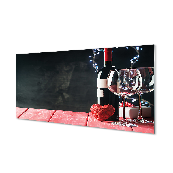 Obraz akrylowy Serce kieliszek wino lampki