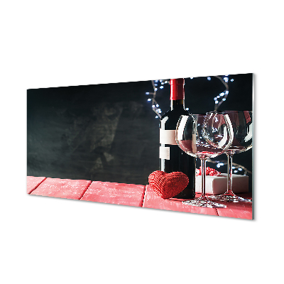 Obraz akrylowy Serce kieliszek wino lampki