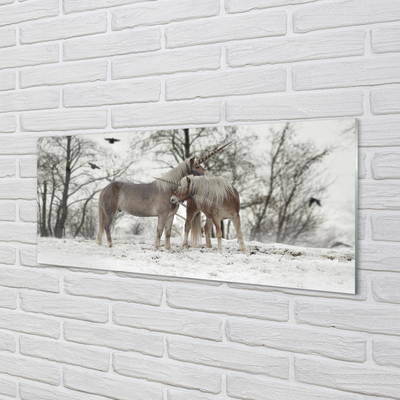 Obraz akrylowy Las zima jednorożce