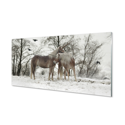 Obraz akrylowy Las zima jednorożce