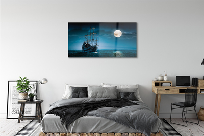 Obraz akrylowy Morze statek miasto księżyc