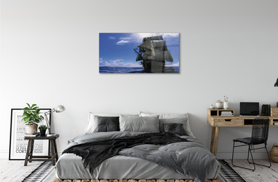 Obraz akrylowy Morze statek chmurki