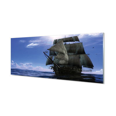 Obraz akrylowy Morze statek chmurki