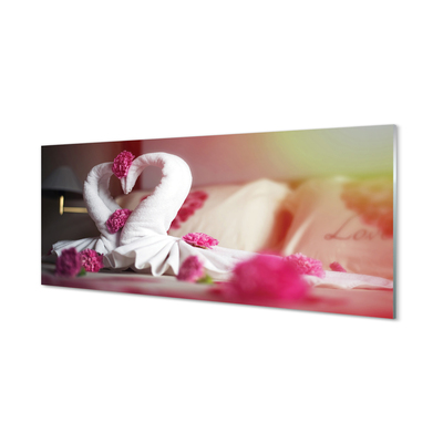 Obraz akrylowy Ręczniki łabędzie kwiatki