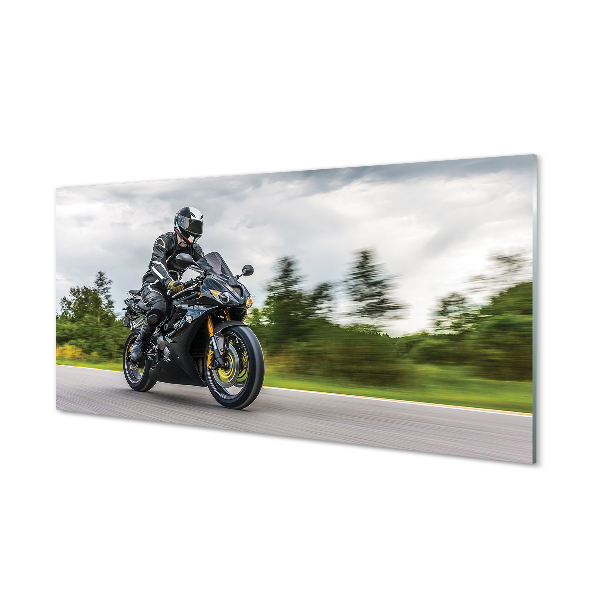 Obraz akrylowy Motocykl niebo chmury droga