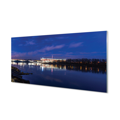 Obraz akrylowy Warszawa Rzeka most noc stadion