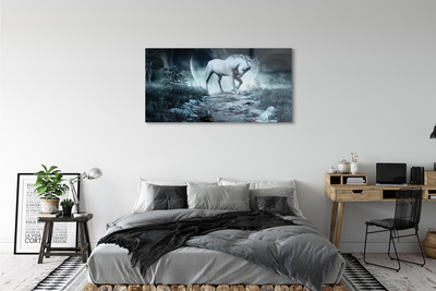Obraz akrylowy Las jednorożec księżyc