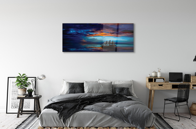 Obraz akrylowy Chmury statek morze wieczór
