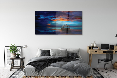 Obraz akrylowy Chmury statek morze wieczór