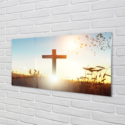 Obraz akrylowy Krzyż pole słońce