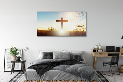 Obraz akrylowy Krzyż pole słońce