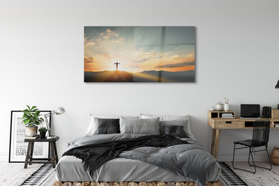 Obraz akrylowy Krzyż słońce góry