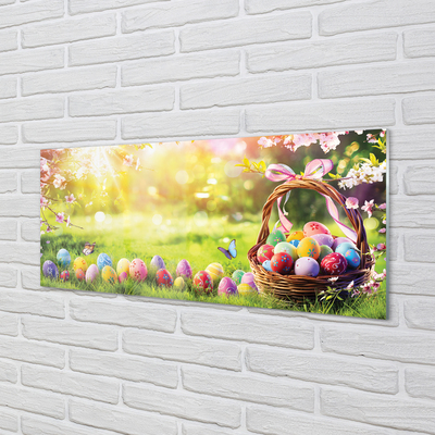 Obraz akrylowy Koszyk jajka kwiaty łąka